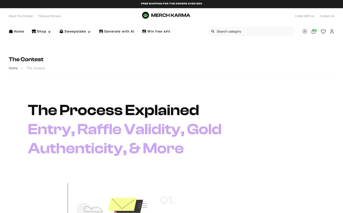 The contest: “The process explained — entry, raffle validity, gold authenticity & more”.